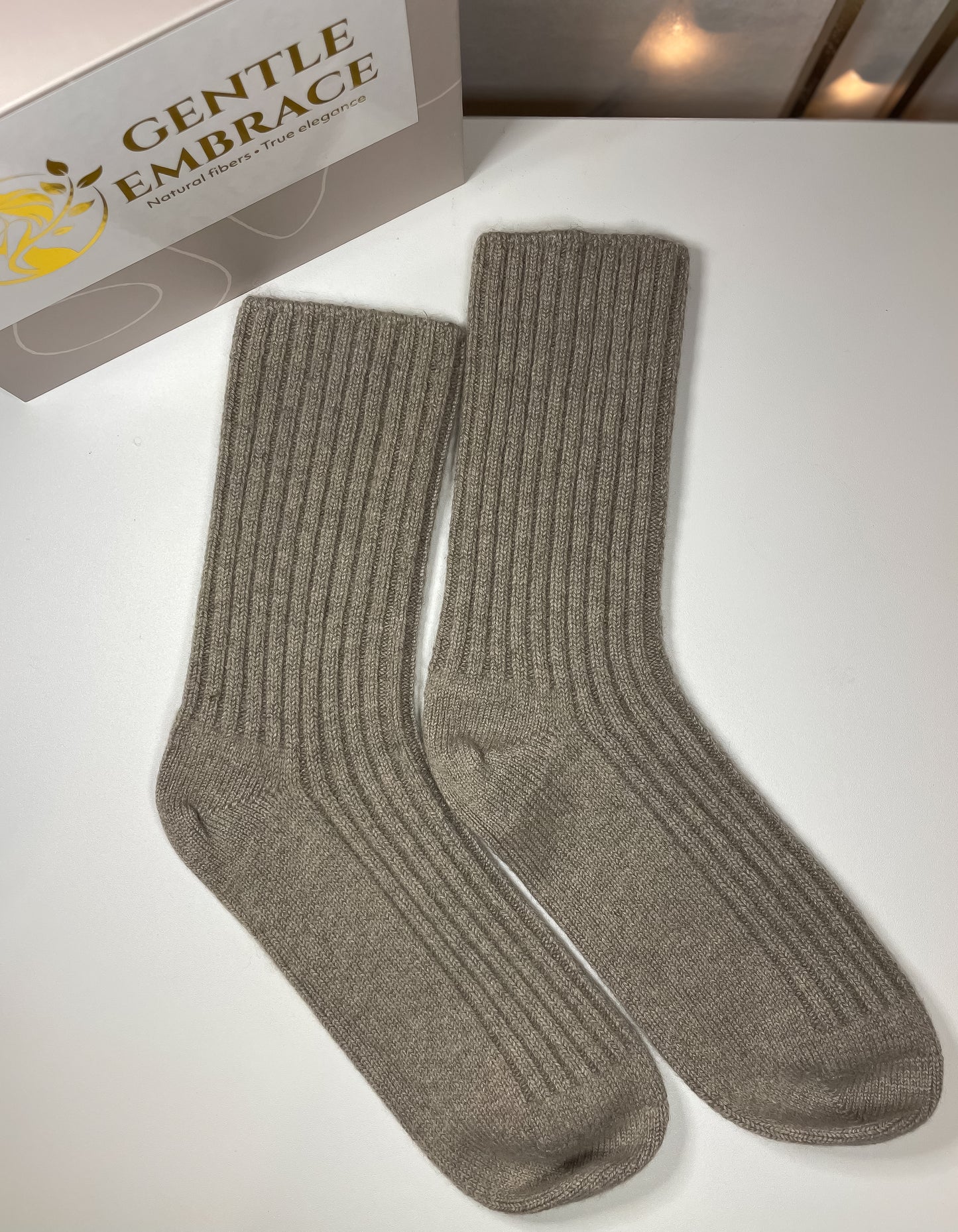Cashmere Wool-Blend Socks – Brown, Light Grey, and Charcoal