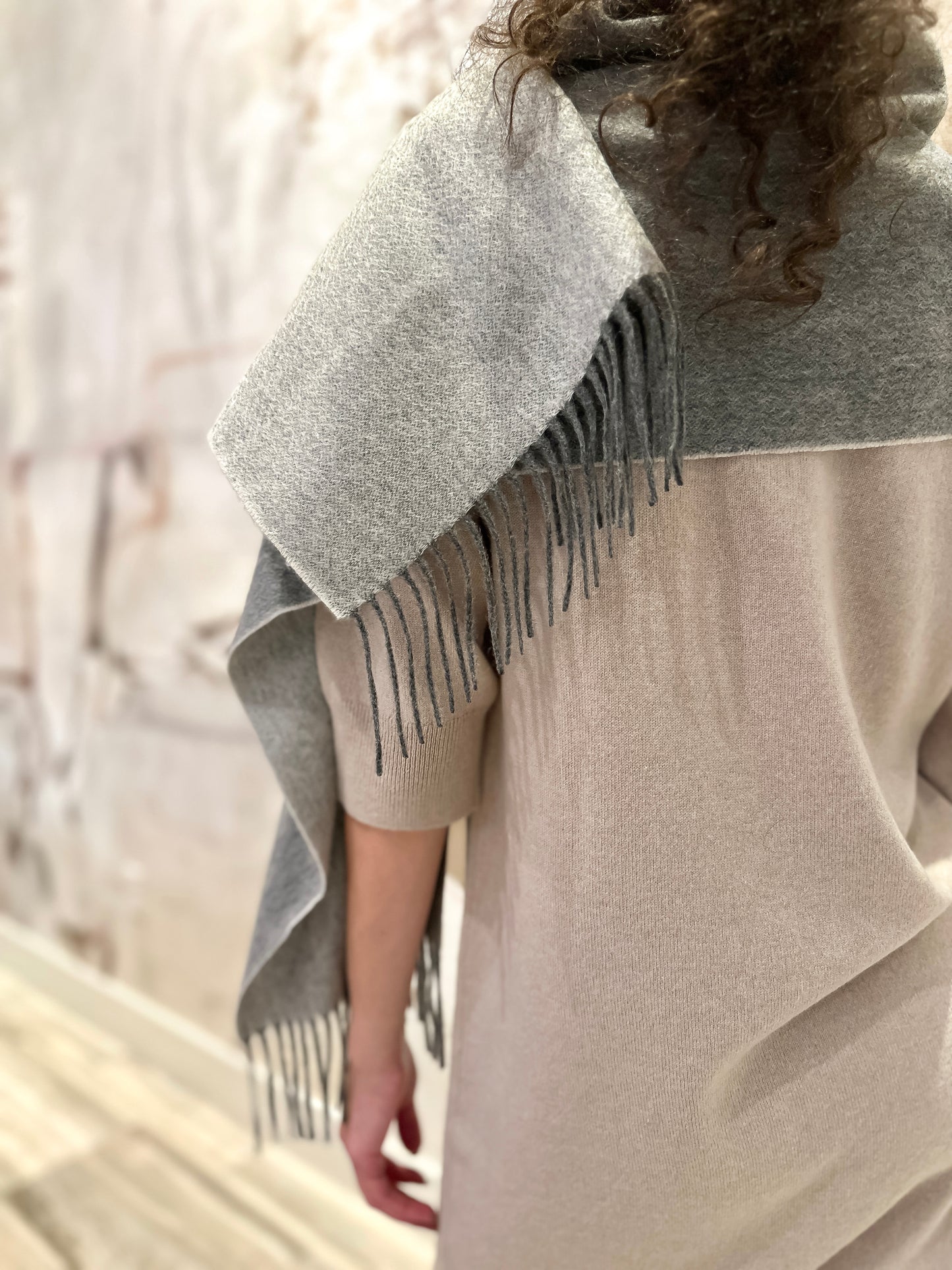 100% Cashmere Scarf Double-Sided iron/white