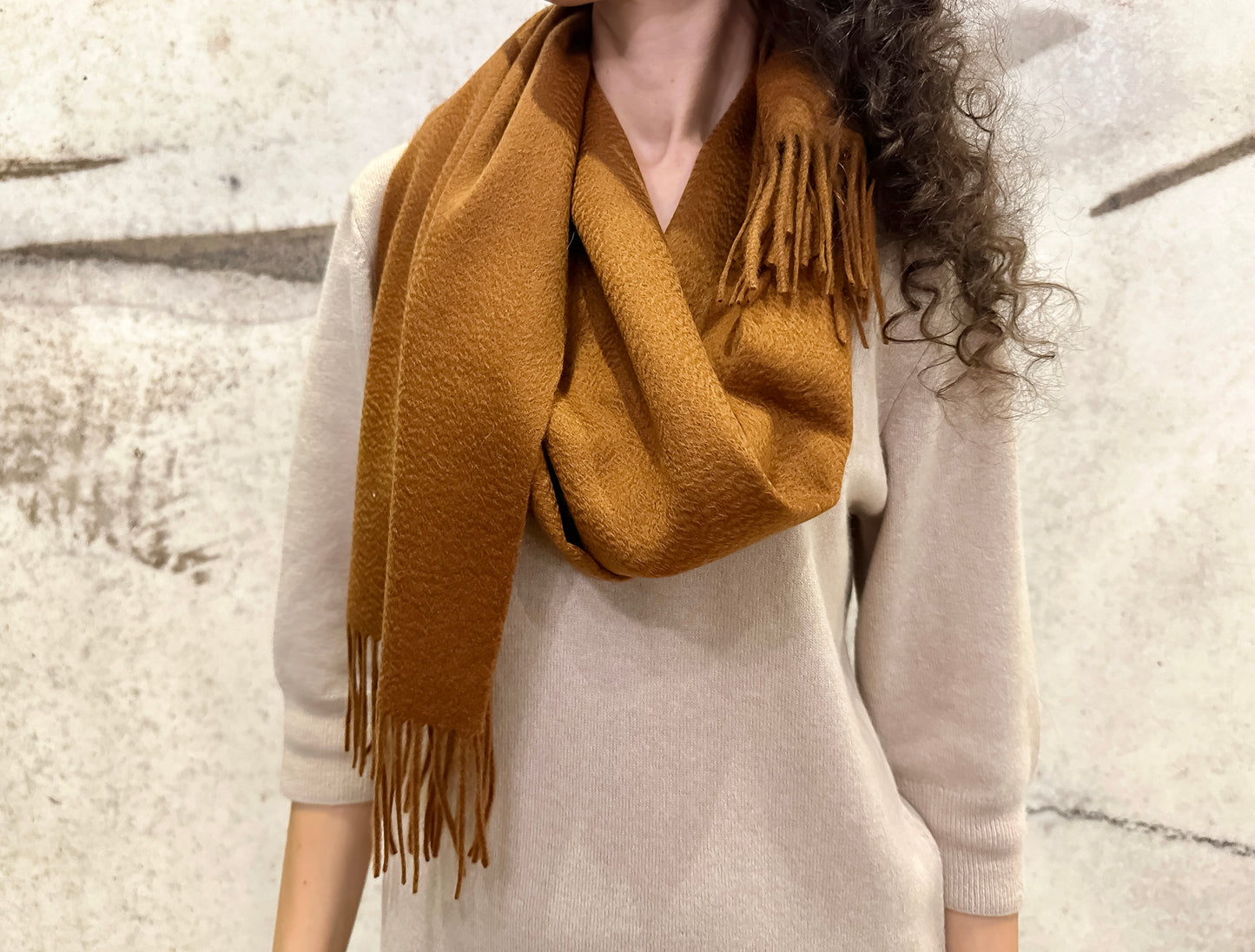 Brown Pure Cashmere Scarf