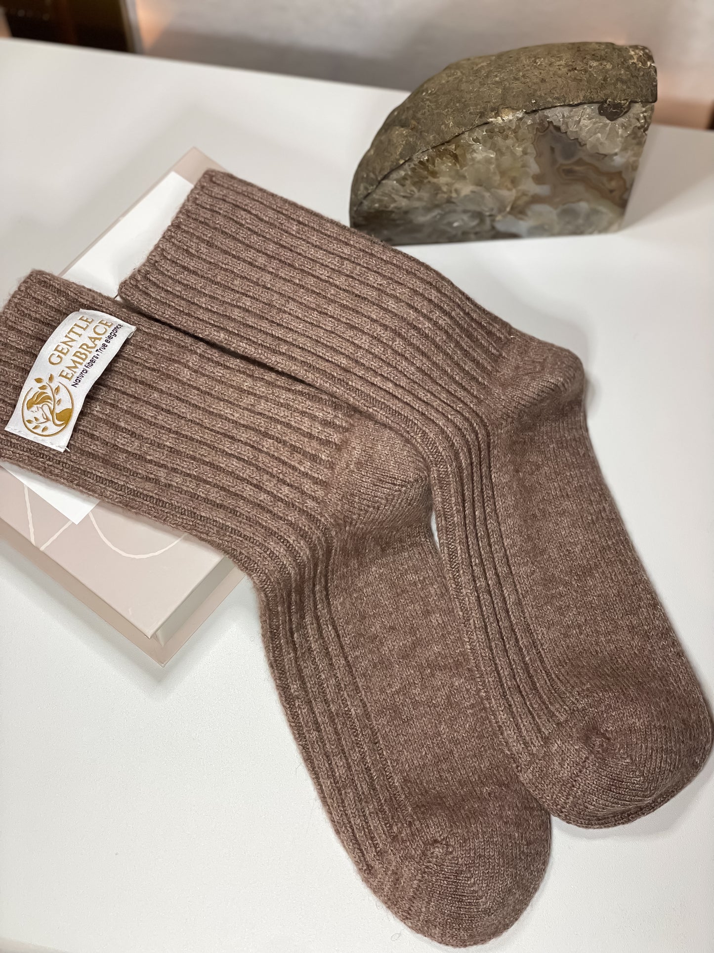 Cashmere Wool-Blend Socks – Brown, Light Grey, and Charcoal