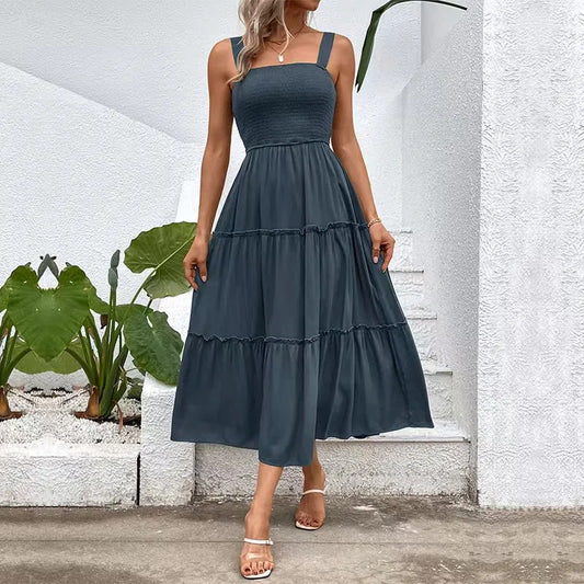 Blue Grey Midi Sundress