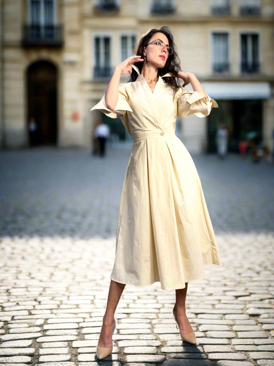 Classic Cotton Beige Dress