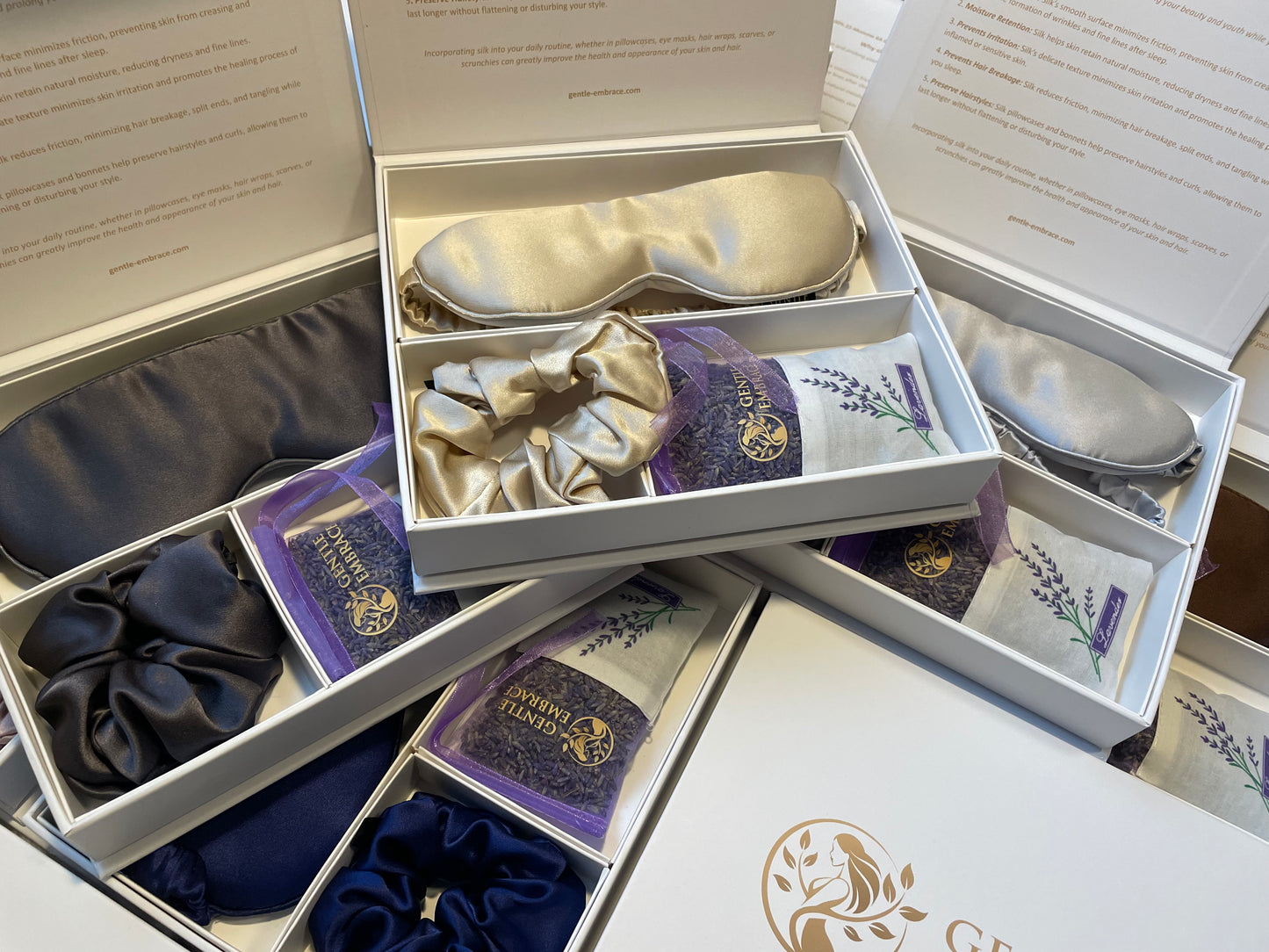 Premium 100% Silk Sleep Set with Lavender Sachet (Silk Eye Mask, Silk Scrunchie & Lavender Sachet)