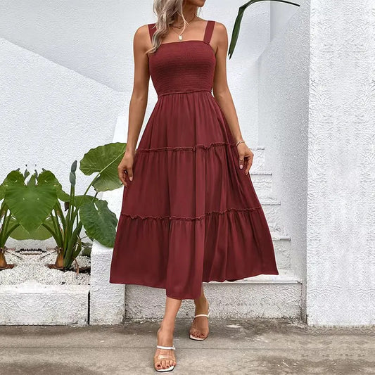 Wine Red Midi Sundress