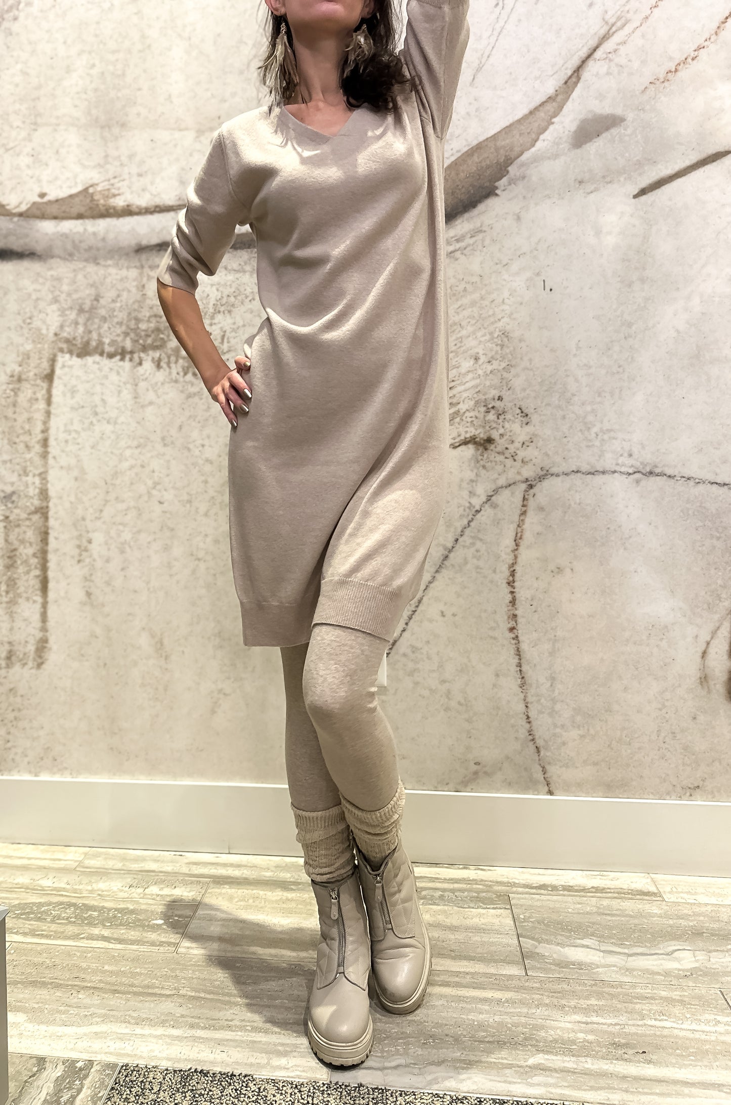 Luxe Essential Cashmere Light Latte Dress