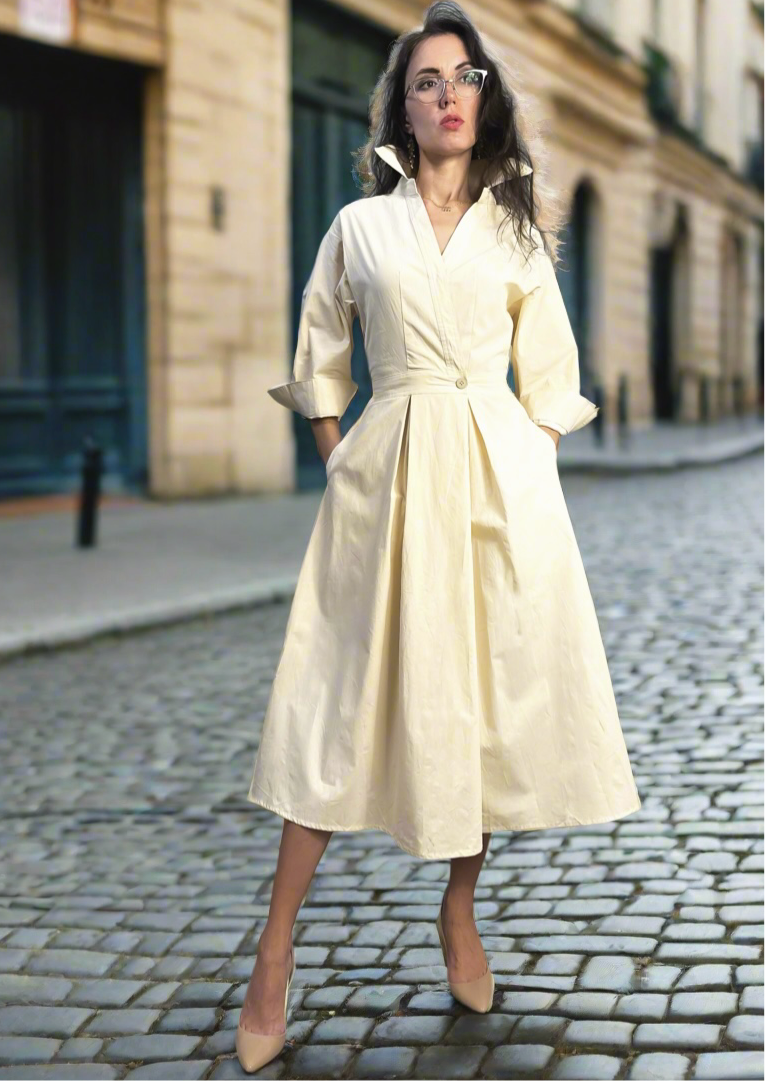 Classic Cotton Beige Dress