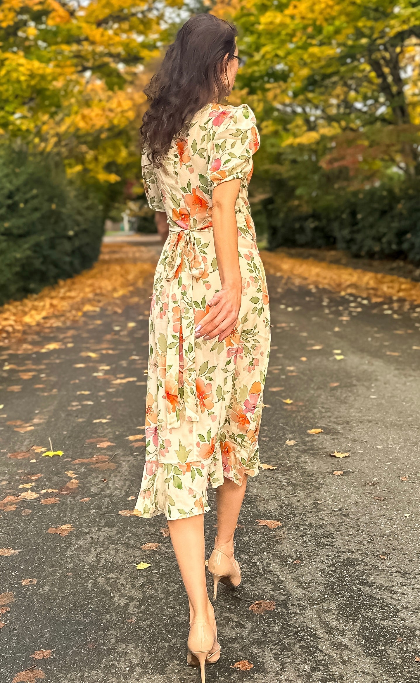 silk floral wrap dress Anna Kosturova | Silk Long Sleeve Wrap Dress Fuchsia Orange | Tie Dye