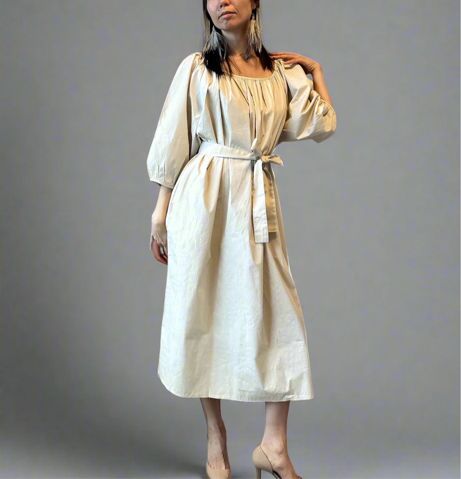 Beige Charm Cotton Dress