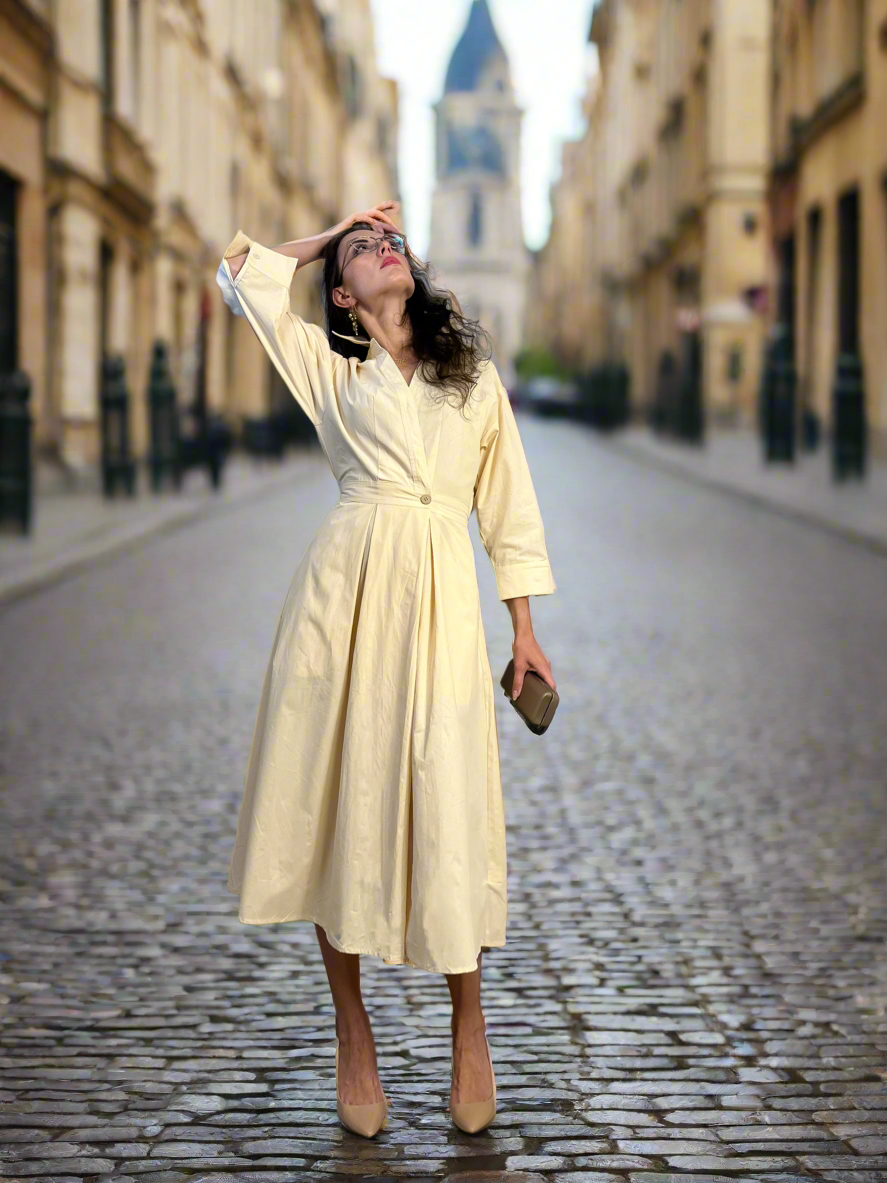 Classic Cotton Beige Dress