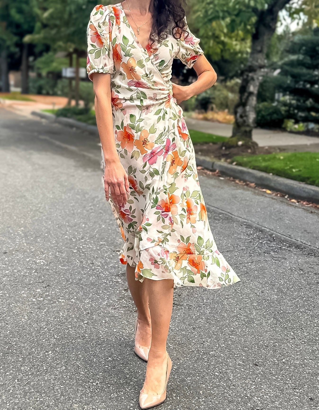 Silk Floral Wrap Dress