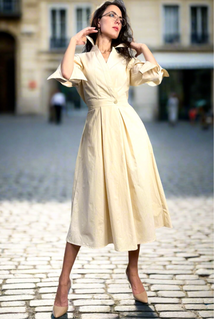 Classic Cotton Beige Dress