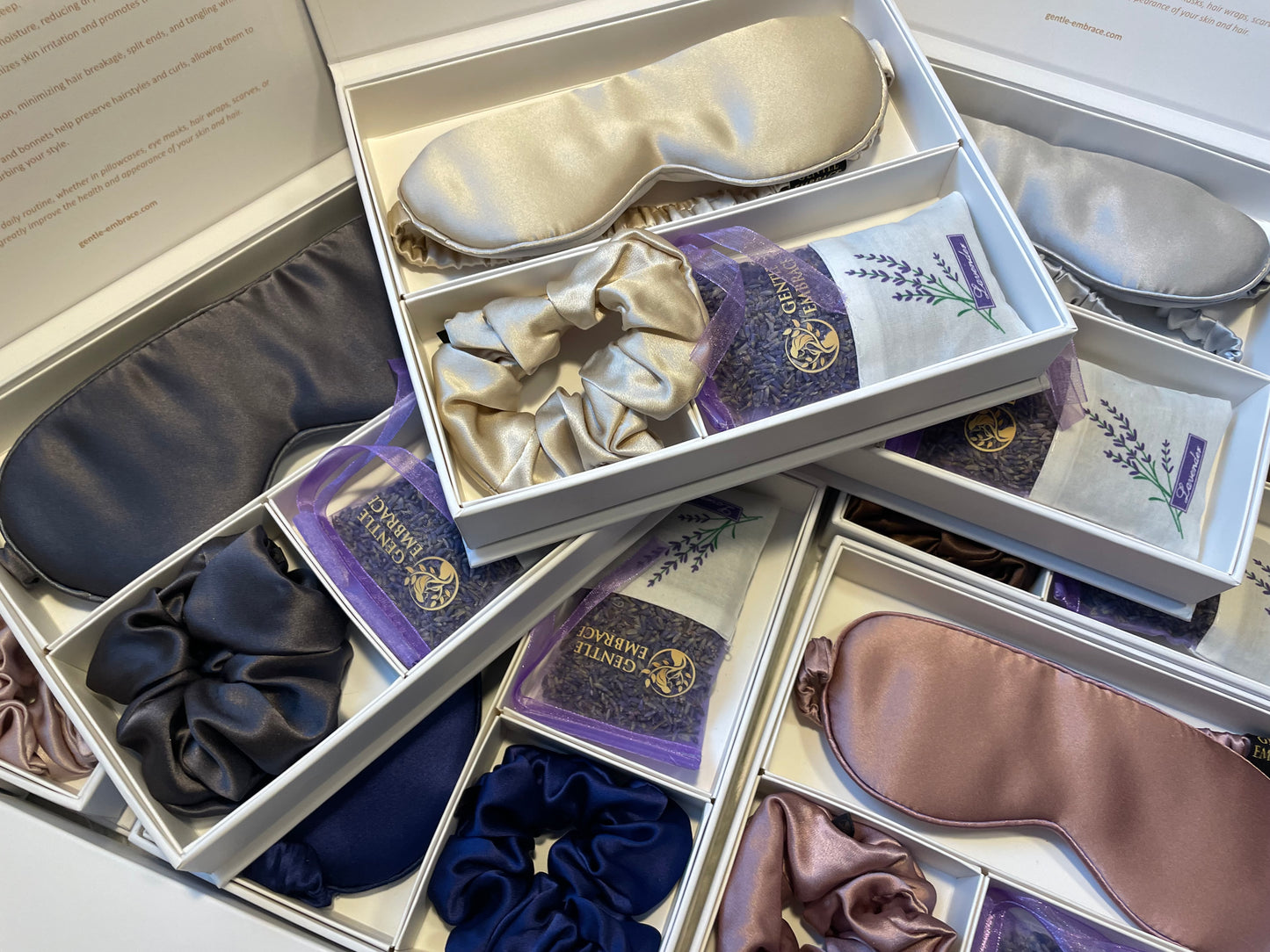 Premium 100% Silk Sleep Set with Lavender Sachet (Silk Eye Mask, Silk Scrunchie & Lavender Sachet)