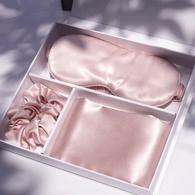 The Luxe Slumber Set: Ultimate Silk Sleep Essentials (Silk Pillowcase, Silk Eye Mask & Silk Scrunchie)