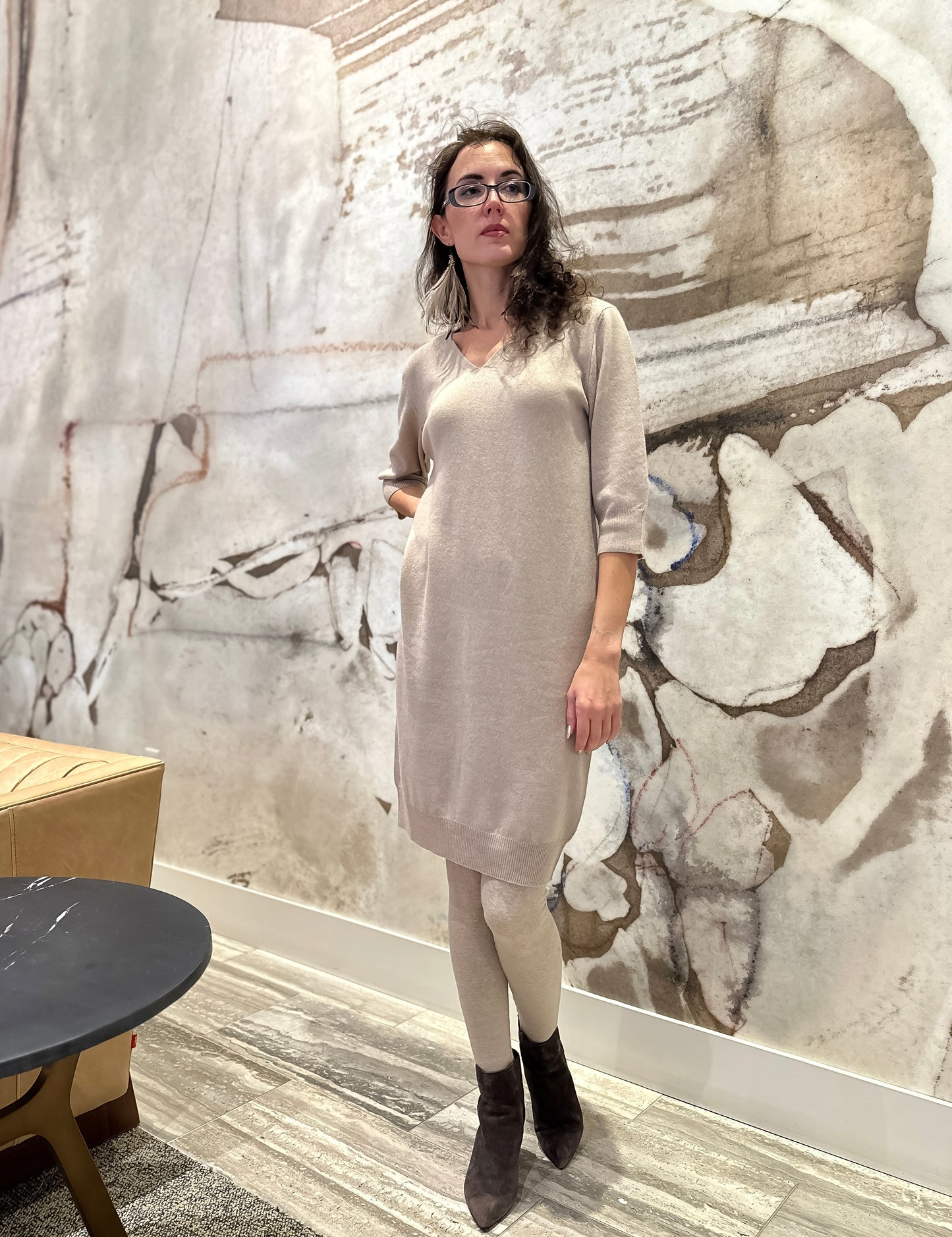 Luxe Essential Cashmere Light Latte Dress