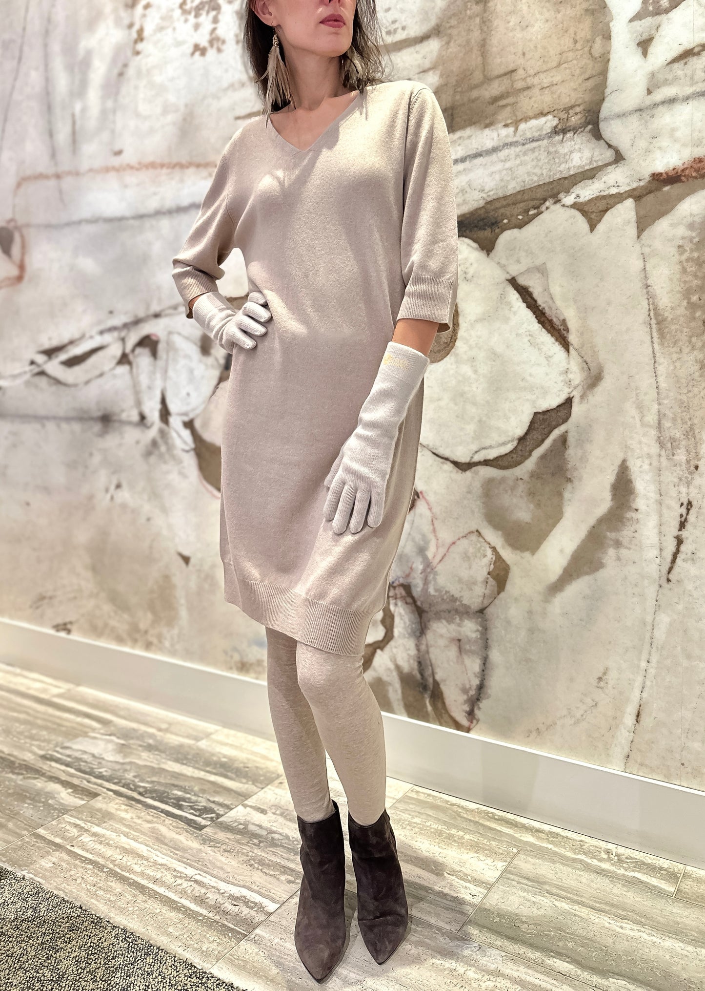 Luxe Essential Cashmere Light Latte Dress