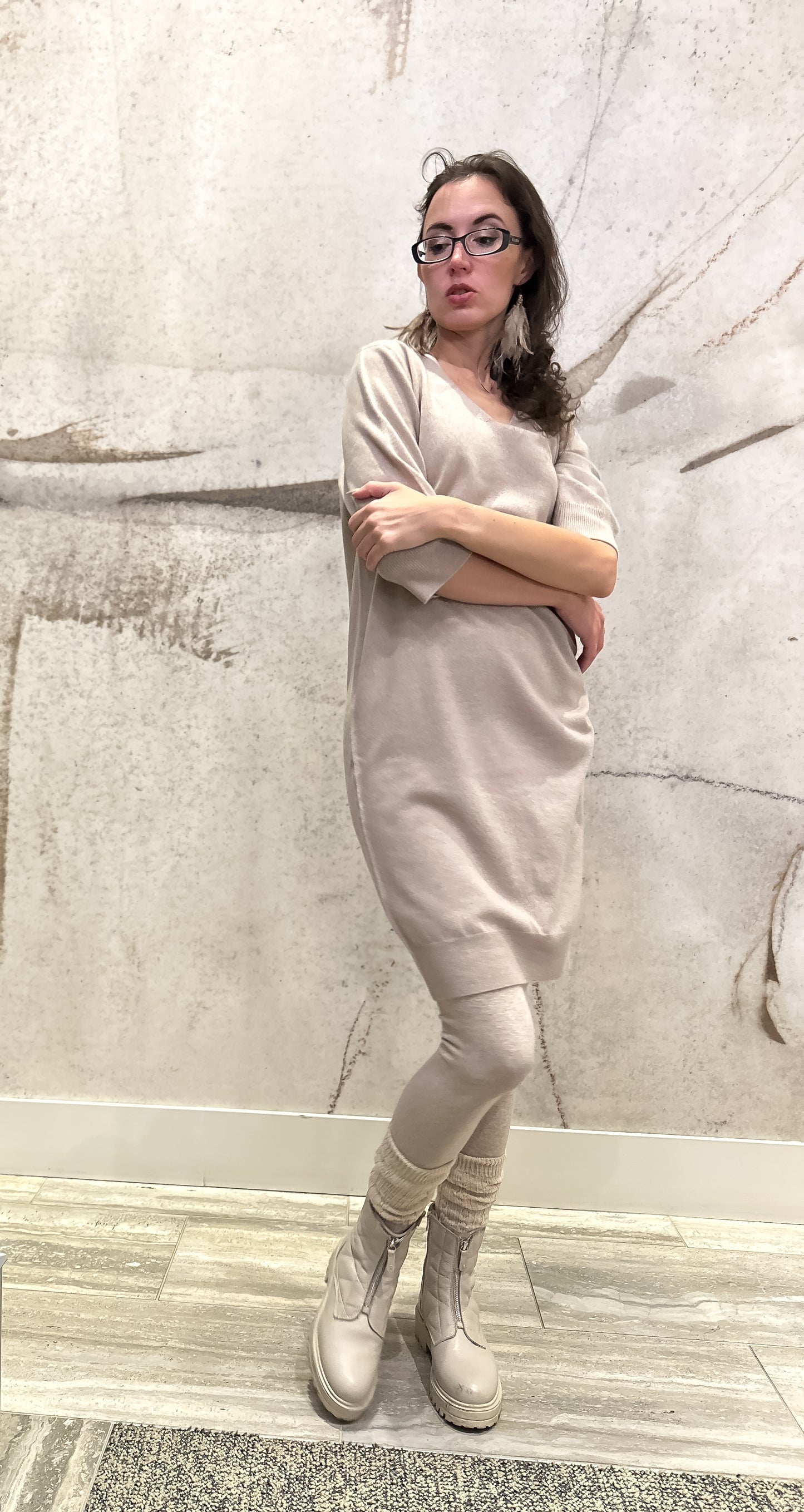 Luxe Essential Cashmere Light Latte Dress