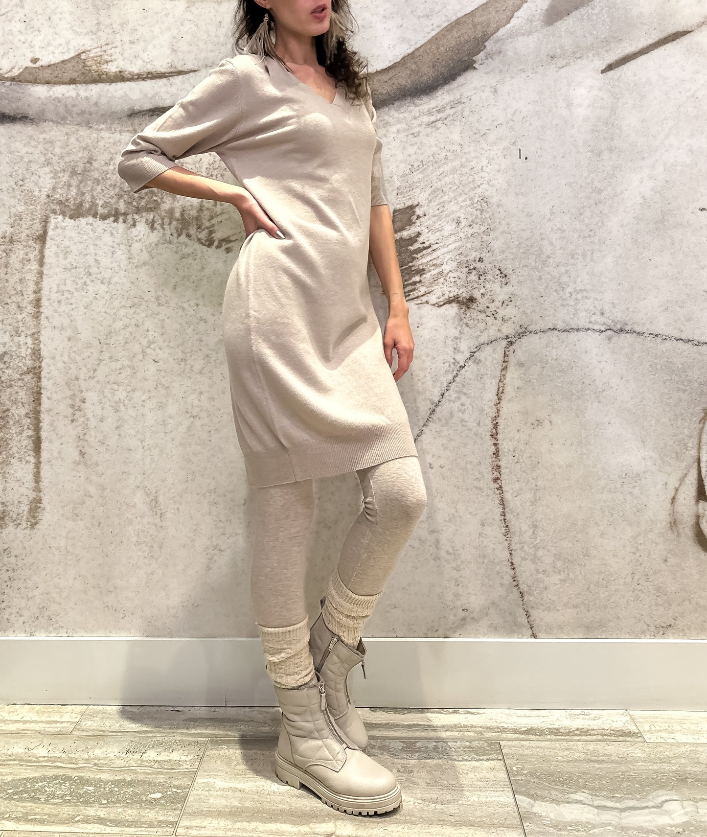 Luxe Essential Cashmere Light Latte Dress